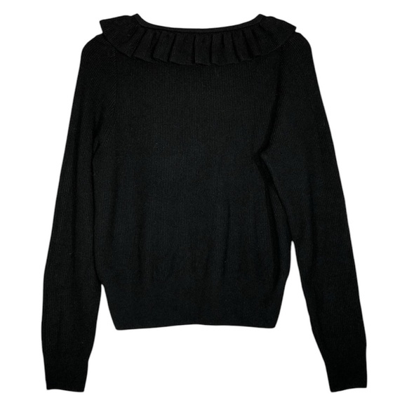 NWT MADEWELL Long Sleeve Ruffle Neck Detail Tie Closure Sweater Size Large - Picture 3 of 4